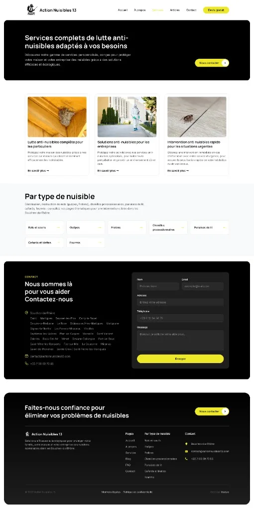Action Nuisibles 13 - Page services, lutte anti-nuisibles particuliers et entreprises