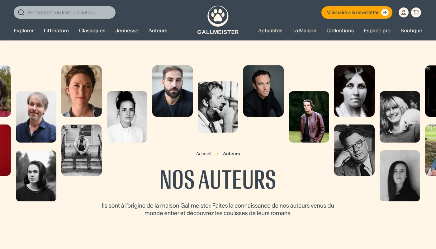 Gallmeister - Page des auteurs de la maison